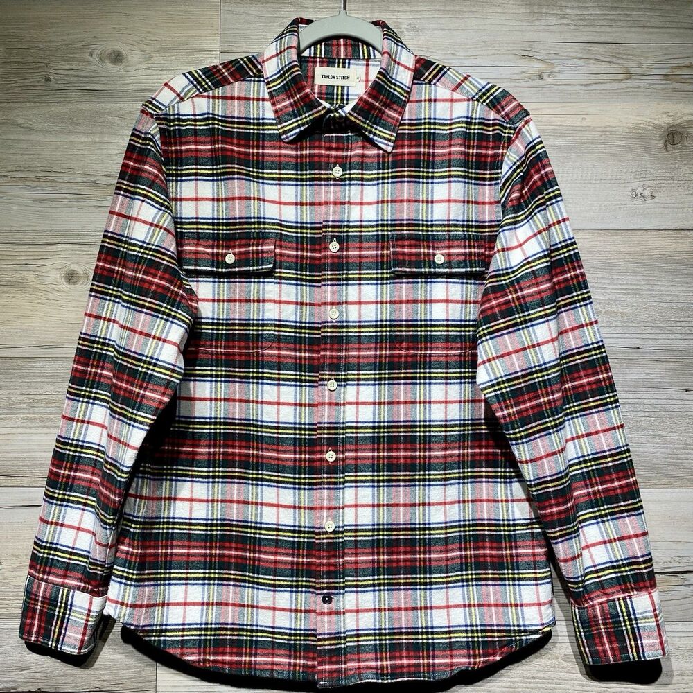 Taylor Stitch Plaid Flannel Shirt Long Sleeve Button Up Organic Cotton Mens 40/M